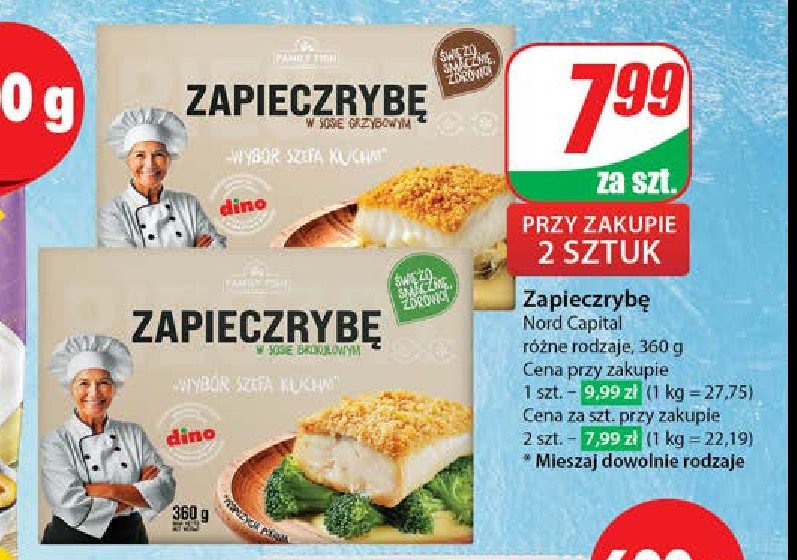 Zapiecz rybę w sosie brokułowym Nord capital promocja w Dino