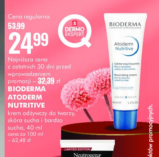 Krem do twarzy odżywczy Bioderma atoderm nutrive promocja