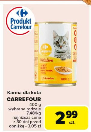 Karma dla kota z drobiem CARREFOUR COMPANINO promocja