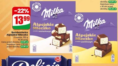 Bombonierka Alpejskie Mleczko o smaku śmietankowym promocja w Dino