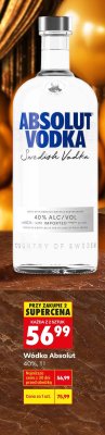 Wódka Absolut 40%, 1 l promocja w Biedronka