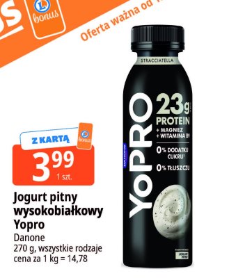 Jogurt pitny wysokobiałkowy Yopro promocja w Leclerc
