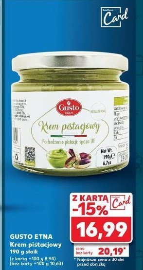 Krem pistacjowy Gusto etna promocja