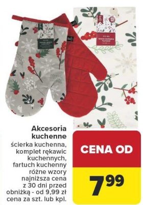 Akcesoria kuchenne ścierka kuchenna, komplet rękawic kuchennych, fartuch kuchenny różne wzory promocja w Carrefour