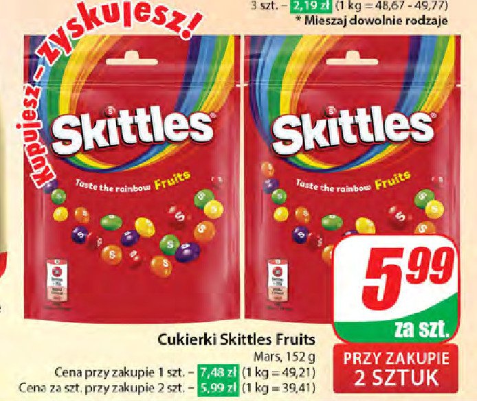 Cukierki fruits Skittles promocja