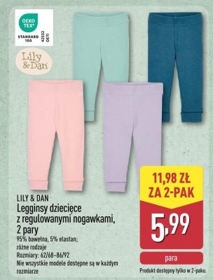 Legginsy dziecięce z regulowanymi nogawkami, 2 pary promocja w Aldi