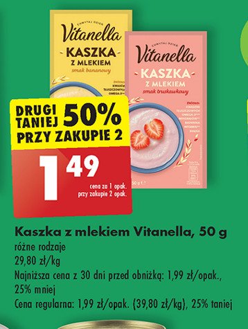 Kaszka z mlekiem smak truskawkowy Vitanella promocja