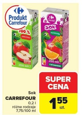 Sok CARREFOUR różne rodzaje 200 ml promocja w Carrefour