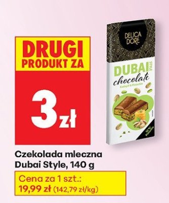 Czekolada mleczna Dubai Style 140g promocja w Biedronka