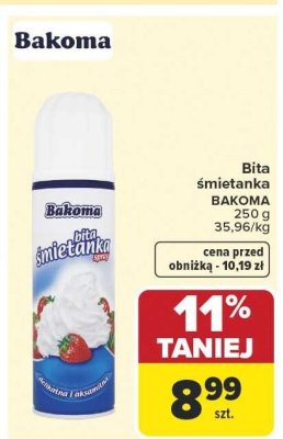 Bita śmietanka Bakoma 250g promocja w Carrefour