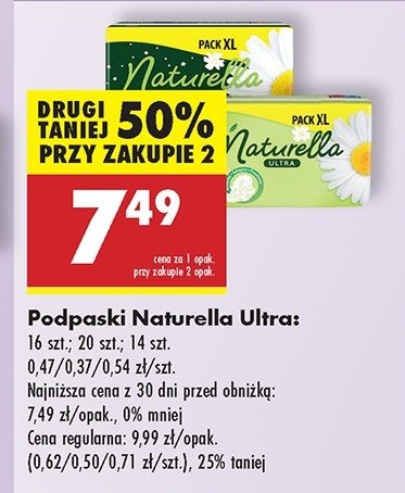 Podpaski higieniczne maxi Naturella promocja w Biedronka