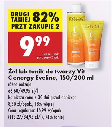 Żel miclearny oczyszczający do mycia twarzy Eveline vit c energy promocja w Biedronka