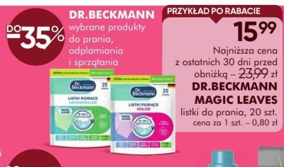 Listki do prania Dr. Beckmann Magic Leaves 20 szt. promocja w Super-Pharm