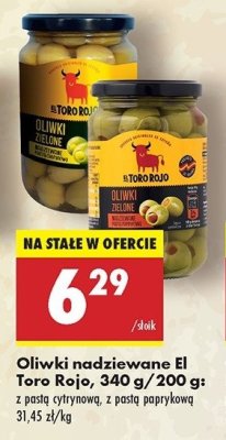 Oliwki zielone nadziewane past膮 paprykow膮 El toro rojo promocja