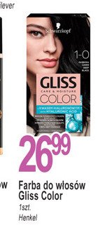 Krem koloryzujący do włosów 1-0 głęboka czerń Gliss kur care & moisture color promocja