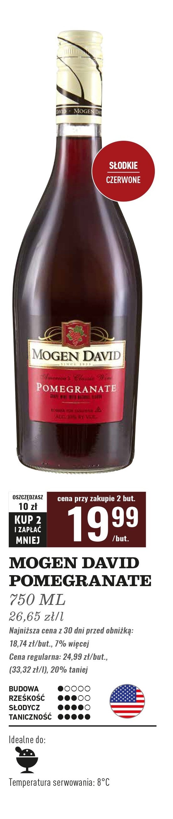 Wino Mogen david pomegranate promocja w Biedronka