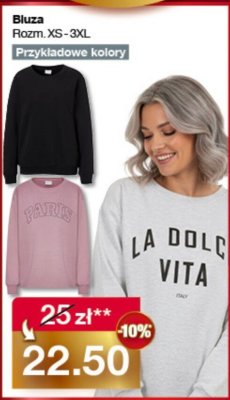 Bluza damska oversize r臋kaw 3/4 s-xl promocja w Woolworth