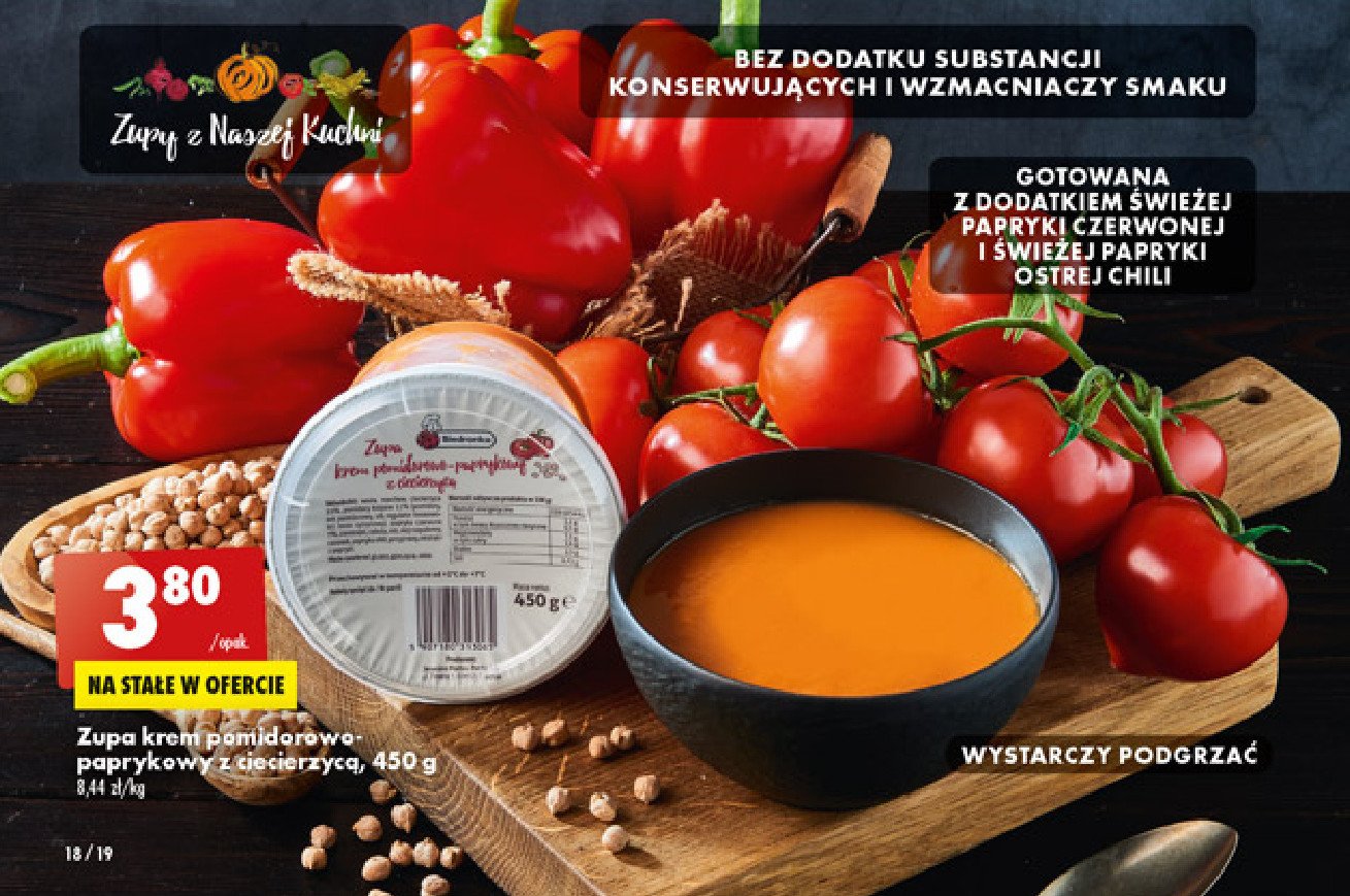 Zupa krem  pomidorowo-paprykowy z ciecierzycą Biedronka promocja