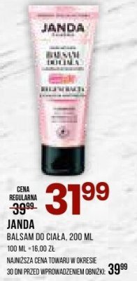 Balsam do ciała JANDA różowy, pielęgnujący promocja w Drogerie Natura