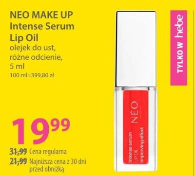 Olejek do ust NEO MAKE UP Intense Serum Lip Oil promocja w Hebe