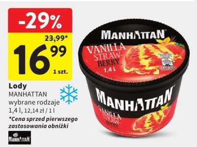 Lody MANHATTAN wybrane rodzaje promocja w Intermarche