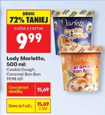 Lody Marletto 500ml Cookie Dough, Caramel Bon Bon promocja w Biedronka