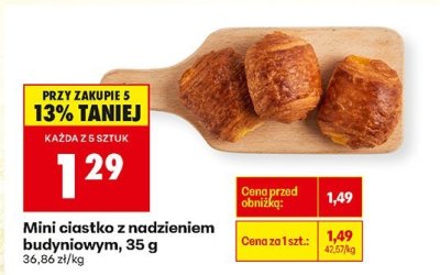 Mini ciastko z nadzieniem budyniowym, 35 g promocja w Biedronka