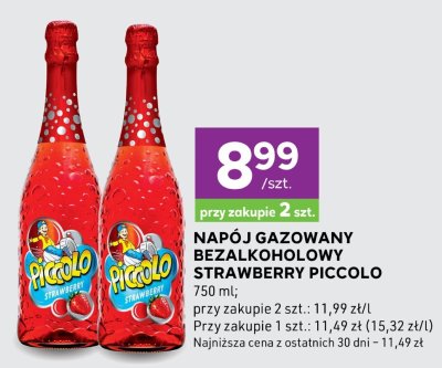 Napój gazowany bezalkoholowy Strawberry Piccolo promocja w Stokrotka
