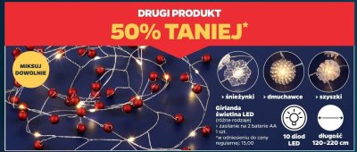 Girlanda świetlna LED śnieżynki promocja w Netto