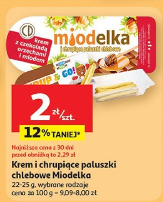 Krem i chrupiące paluszki chlebowe Miodelka promocja w Auchan