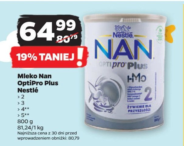 Mleko 2 Nestle nan optipro plus hm-o promocja w Netto