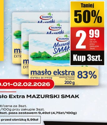 Masło Extra MAZURSKI SMAK 200g promocja w Supeco