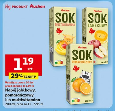 Sok multiwitamina Auchan r贸偶norodne (logo czerwone) promocja