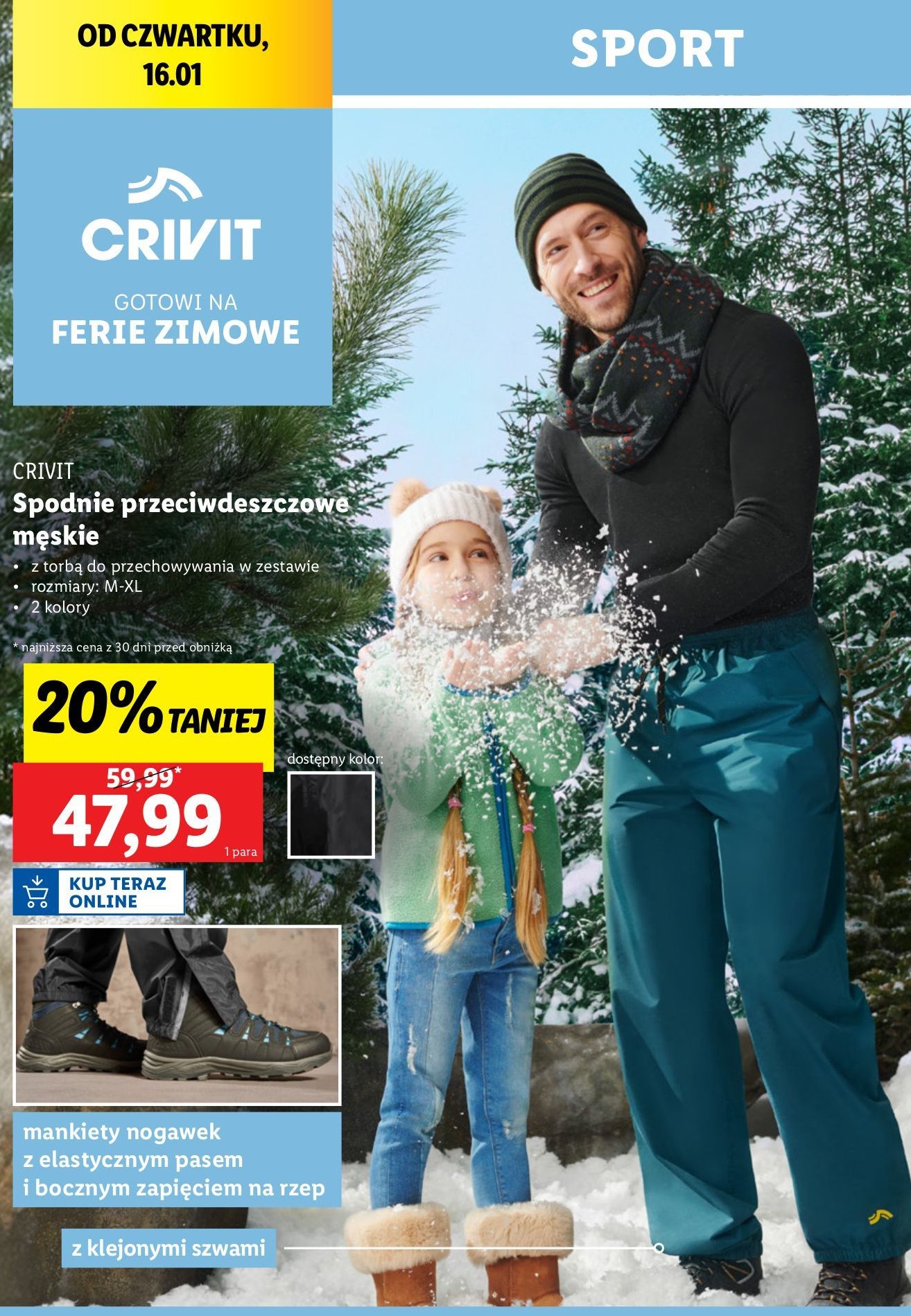 Spodnie przeciwdeszczowe m-xl Crivit promocja