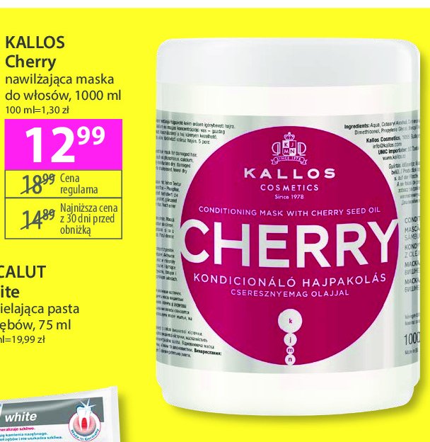 Maska do włosów Kallos cherry promocja