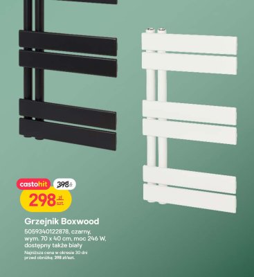 Grzejnik Boxwood czarny 70 x 40 cm, moc 246 W promocja w Castorama