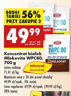 Odżywka białkowa wpc 80 czekolada Mlekovita sba promocja