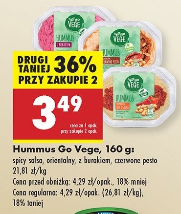 Hummus z toppingiem spicy salsa Govege promocja w Biedronka