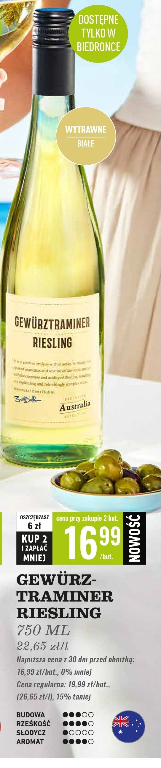 Wino Exclusive selection gewurztraminer riesling promocja w Biedronka