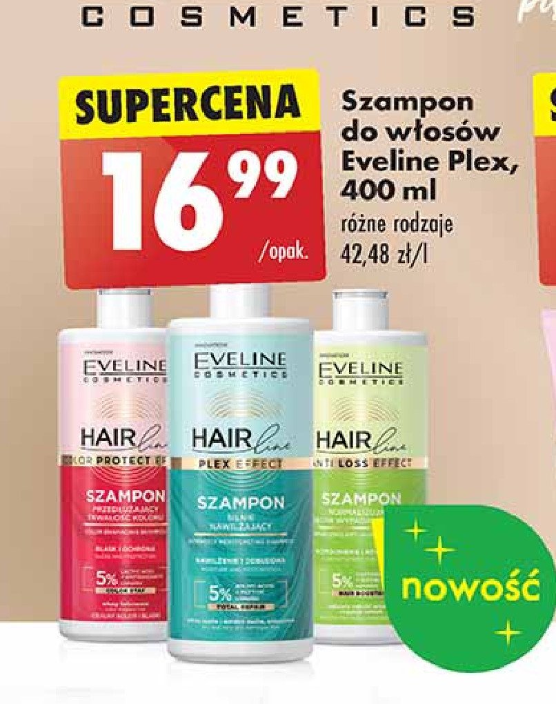 Szampon do włosów nawilżający Eveline hair line promocja w Biedronka