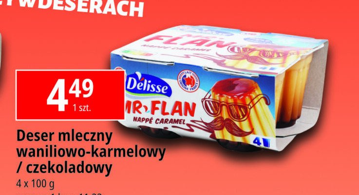 Deser mleczny o smaku waniliowym z sosem karmelowym mr flan Wiodąca marka delisse promocja