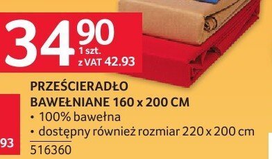 Prześcieradło bawełniane 160 x 200 CM promocja w Selgros
