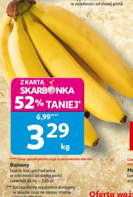 Banany luzem, kraj pochodzenia w zależności od danej partii promocja w Auchan