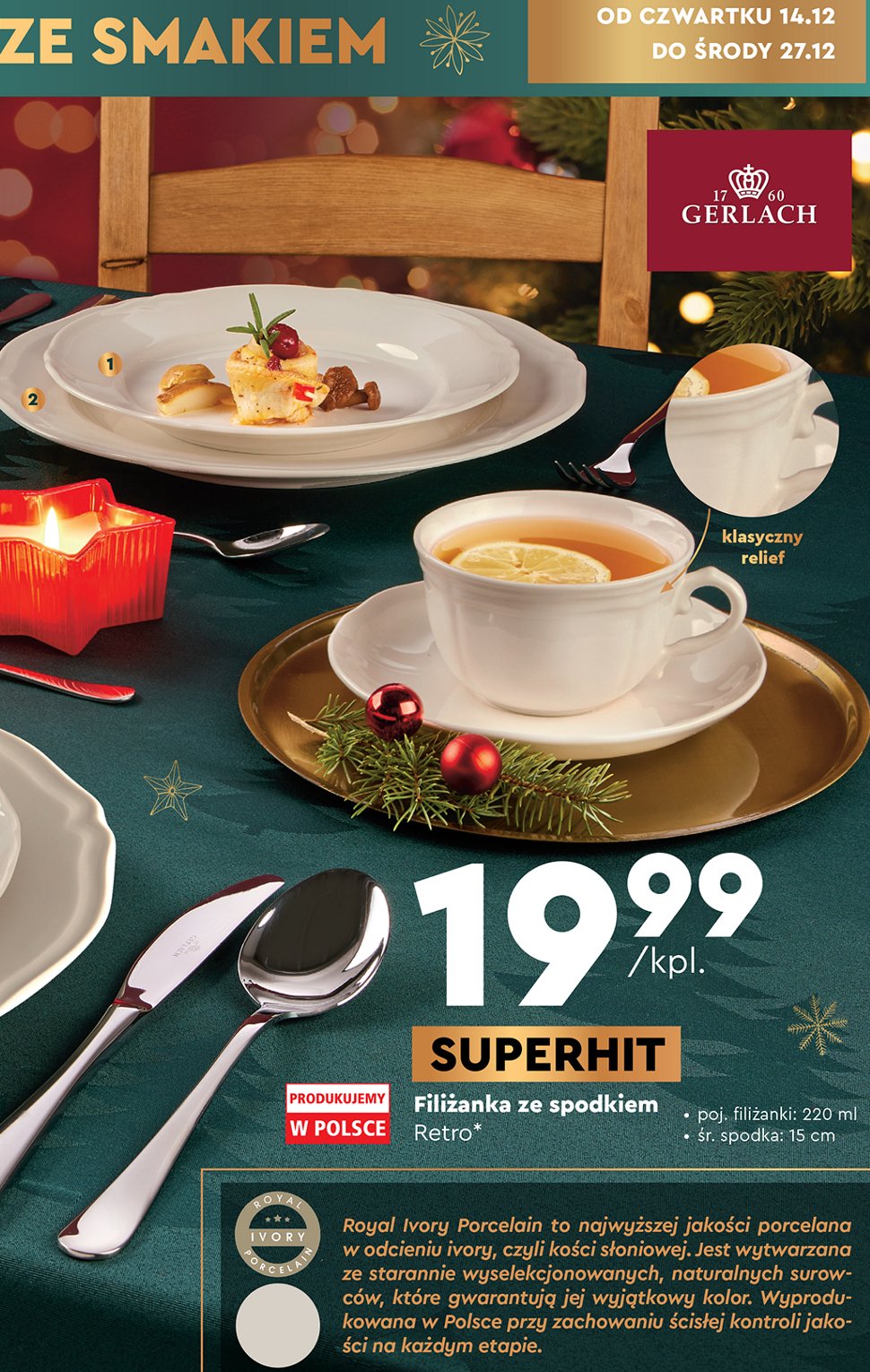 Filiżanka ze spodkiem retro Gerlach promocja