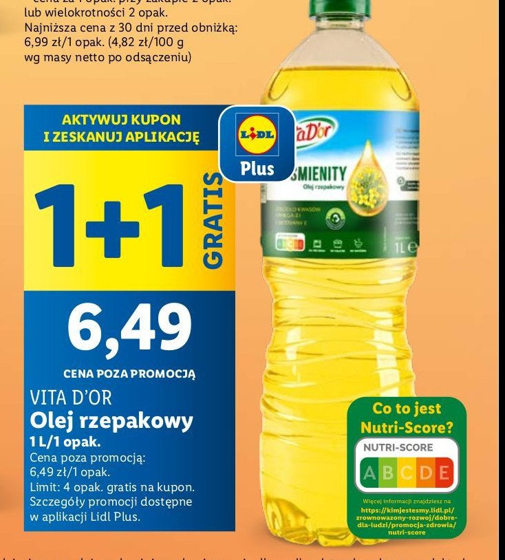 Olej rzepakowy Vita d'or promocja