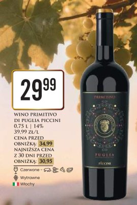 Wino Primitivo di Puglia Piccini promocja w Dino