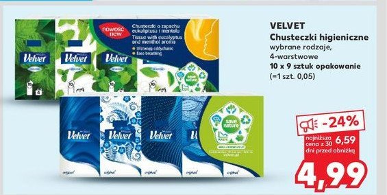 Chusteczki higieniczne mi臋ta Velvet aroma promocja