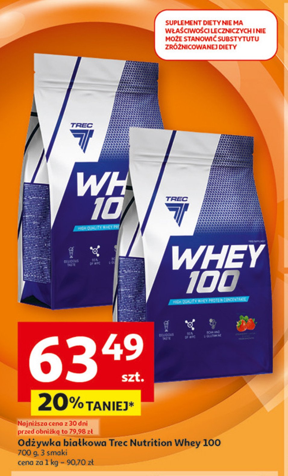 Odżywka białkowa truskawkowa Trec whey 100 promocja w Auchan