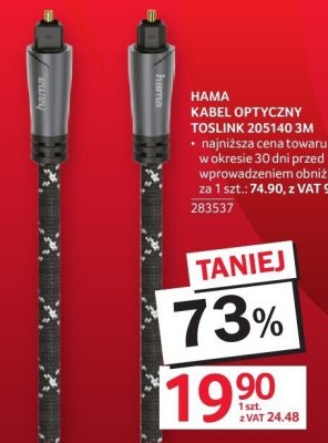 Kabel optyczny TOSLINK 205140 3M HAMA promocja w Selgros