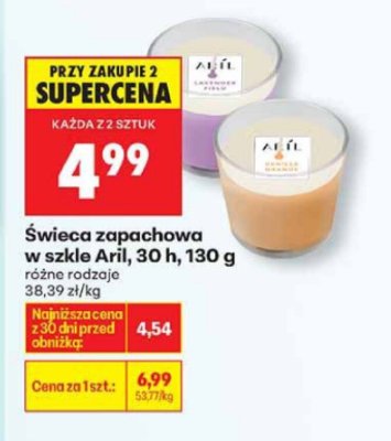 Świeca zapachowa w szkle Arli, 30 h, 130 g, różne rodzaje promocja w Biedronka